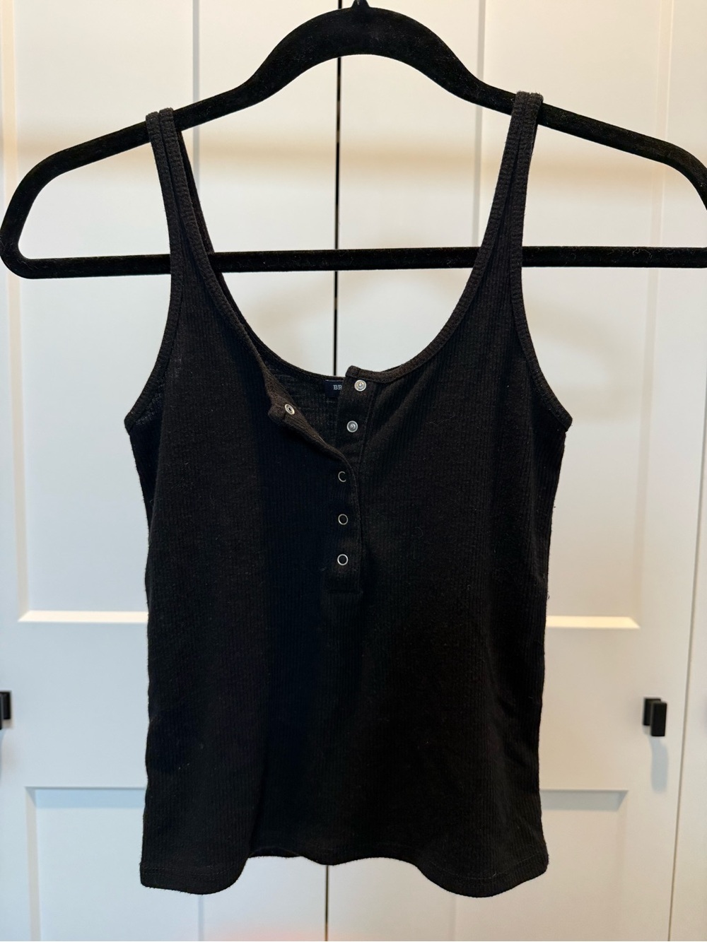 Brandy Melville Black Ribbed Henley Tank